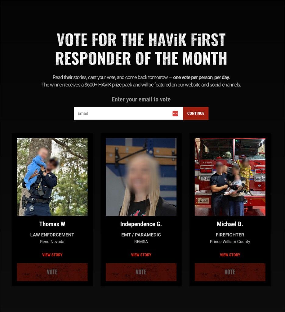 HAViK voting contest — finalist selection and email-gated voting interface